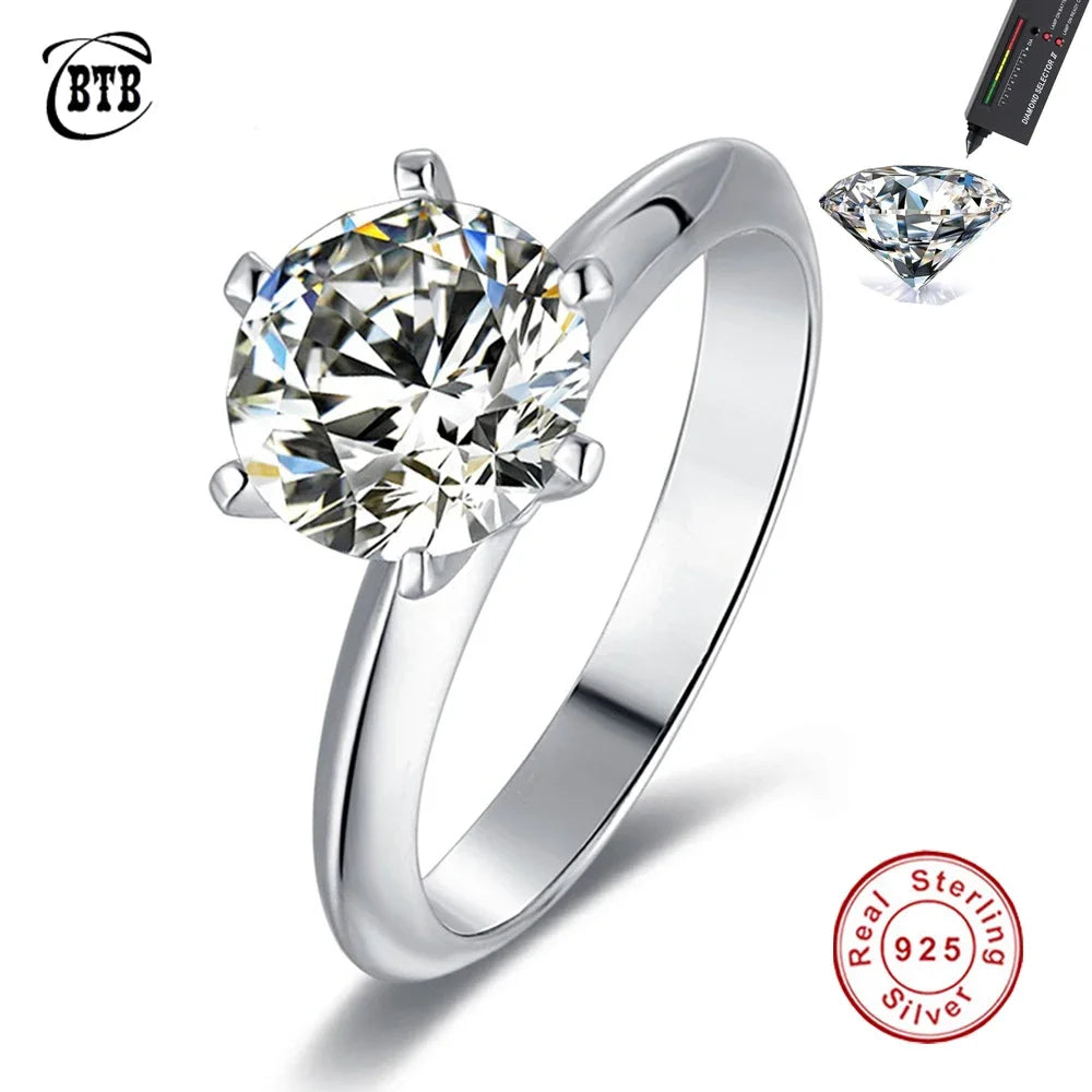 Luxury 925 Sterling Silver Real Moissanite Rings