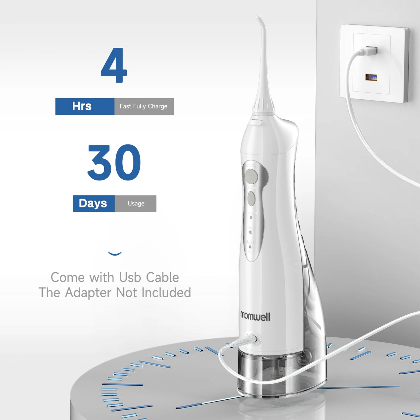 300ml Portable D52 Oral Irrigator Cordless Dental Water Flosser For Teeth Cleaning Teeth Whitening 4 Pressure Mode 3 nozzles IPX