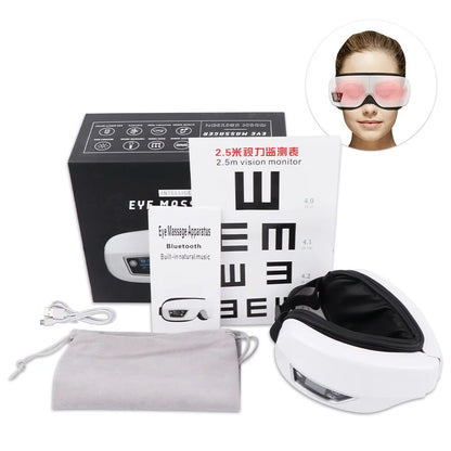 Eye Massager 6D Smart Airbag Vibration Eye Care Instrument Hot Compress Bluetooth Eye Massage Glasses Fatigue Pouch & Wrinkle