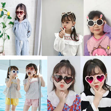 Lunettes de soleil rondes polarisées UV400 pour enfants, dessin animé, cœur, tournesol, fruits, oreilles de lapin, filles et garçons, pour l'extérieur