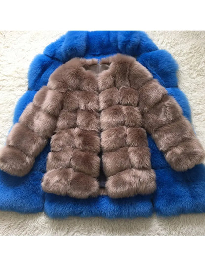 New Luxury Splicing Long Faux Fur Coat Women Thick Warm Winter Fashion Fluffy Faux Fur Jacket Coats for Women Outerwear