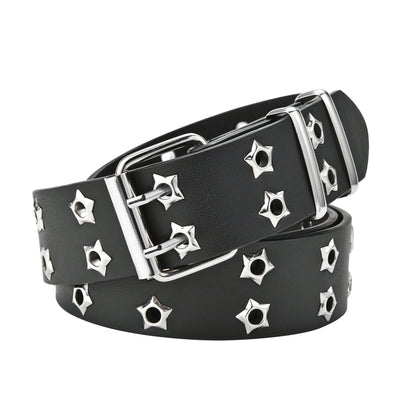 Ceinture à rivets en œil d'étoile, Style Goth, boucle à Double ardillon pour hommes/femmes, mode décontractée, Style rondelle, ceinture en cuir Pu pour Jeans jeunes, nouvelle collection