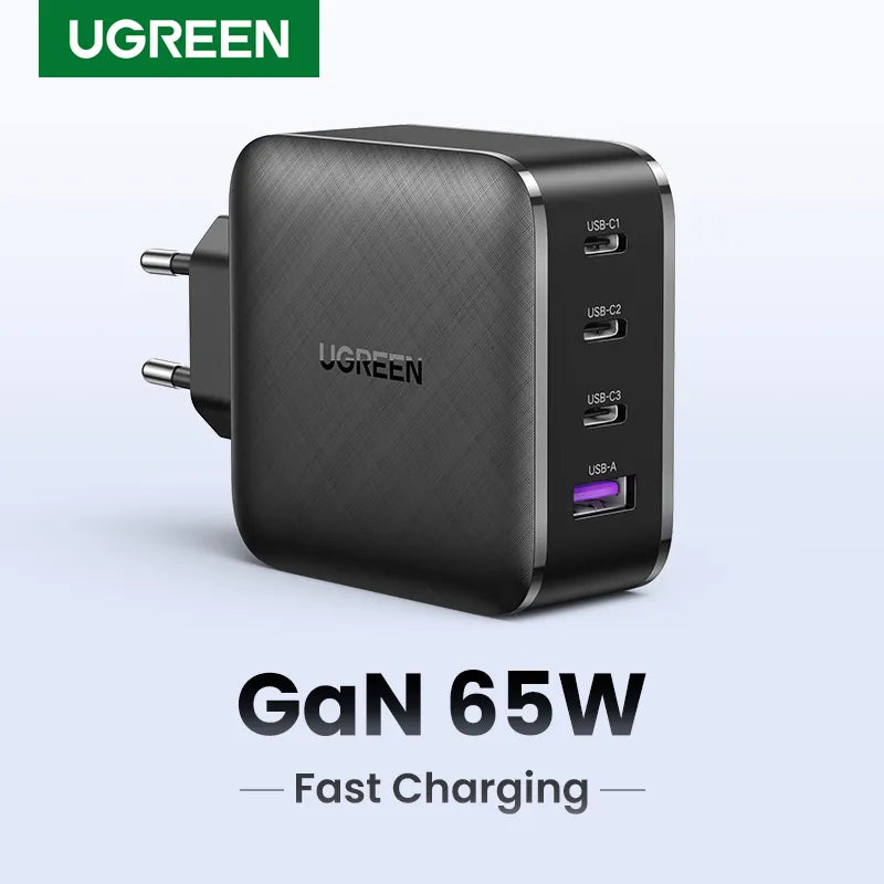 65W GaN Charger Quick Charge 4.0 3.0 Type C PD USB Charger with QC 4.0 3.0 Fast Charger for iPhone 15 14 13 Xiaomi Laptop