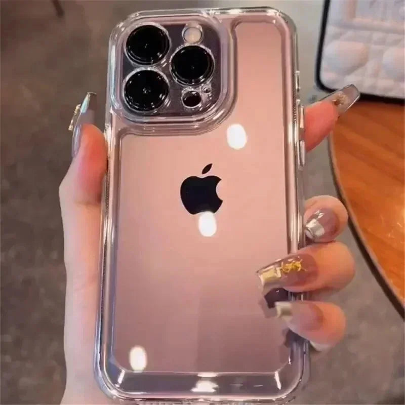 Luxury Silicone Transparent Shockproof Armo Case For iPhone 16 15 14 13 12 11 Pro Max 8 Plus XR XS Phone Clear Protection Cover