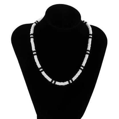 IngeSight.Z White Black Color Soft Clay Beads Choker Necklaces for Women Men Simple Minimalist Collar Necklaces Jewelry Gifts