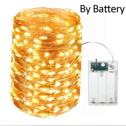 5M 10M étanche USB batterie LED lumières chaîne fil de cuivre fée guirlande lumineuse lampe noël fête de mariage éclairage de vacances