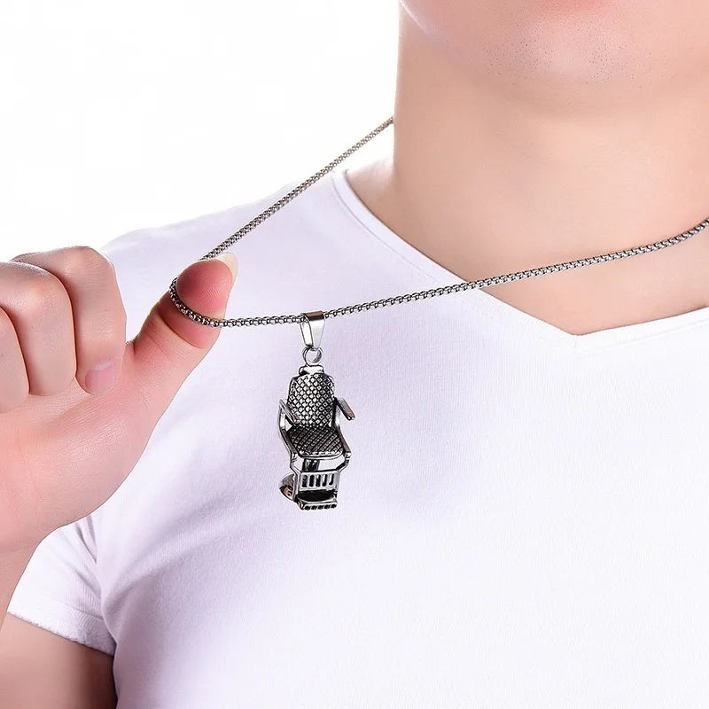 New Rock Hip Hop Punk Men's Necklace Barber Seat Pendant Swivel Chair Personality Fashion Jewelry Accessories