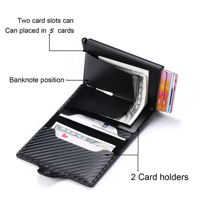 ID Credit Card Holder Case Wallets Men Brand Design Anti Rfid Blocking Magic Leather Slim Mini Wallet Small Money Bag Purse