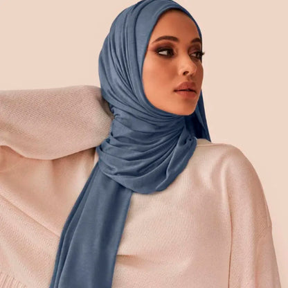 Modal Cotton Jersey Hijab Scarf För Muslimska Kvinnor Sjal Stretchig Enkel Vanlig Hijab Halsduk Halsduk Afrikansk Kvinna Turban Ramadan