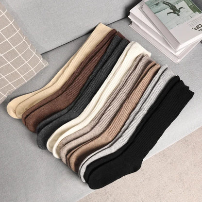 Kvinnor Långa strumpor Cashmere Kvinnor Stövel Solid Ull Lårstrumpa Mager Casual Bomull över Knä-Hög Fluffig Kvinna Lång Knä Sock