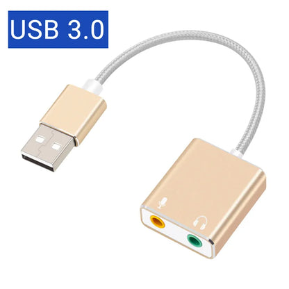 7.1 External USB Sound Card Jack 3.5mm USB Audio Adapter Earphone Micphone Sound Card for Macbook Computer Laptop PC