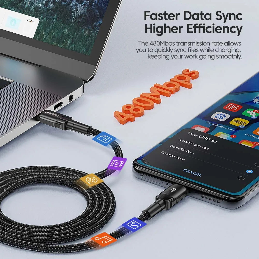 Toocki 100W Type C to USB C Cable PD 3.0 Quick Charge 4.0 Fast Charging Type C to Type C for iPhone 15 Macbook Samsung Xiaomi