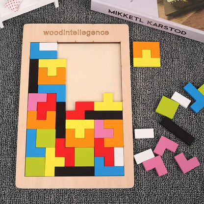 Puzzle Tangram en bois coloré pour enfants, jouets pour enfants, apprentissage, éducation, jeux de société, jouets pour enfants agités