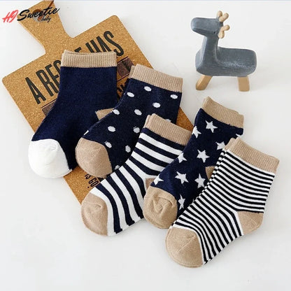 5Pairs Baby Socks Newborn Baby Boy Socks 0-1-3-7Y Kids Pure Cotton Animal Design Fadeless Soft Children's Socks for Girls