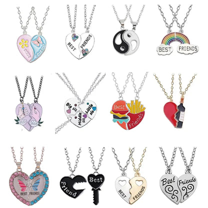 Fashion Best Friends Honey Love Couple Pendant Necklace 2 Pcs/ Set Chain Choke Broken Heart BFF Good Friendship Jewelry Gift