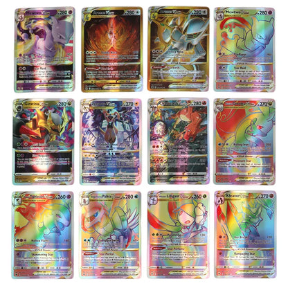 60/100Pcs Pokemon Cards Scarlet Violet EX Vstar Holographic English Letter Pokemon Rainbow Arceus Shiny trading card Kids Gift