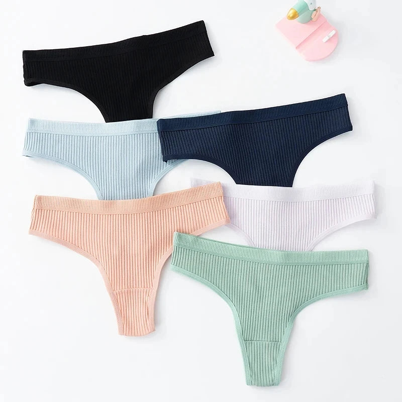 3Pcs/Lot Women's Panties Cotton Underwear Low Waist Briefs Girls Seamless Solid Color Underpant Female Sexy Tanga Thong T Back