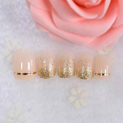 24pcs Short Full Cover Glitter Press On Nail Tips