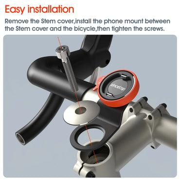 Bike Phone Holder,Bicycle Stem Cell Phone Mount,Universal Aluminum MTB/Road Bike Cycling Phone Clamp Lock,Quick Attach/Detach