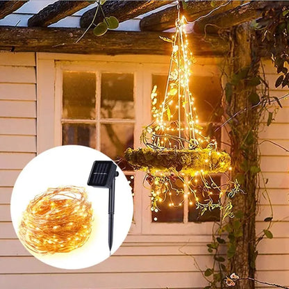 100 LED Solar Fairy Waterproof Copper Wire String Lights Christmas Party Garland Solar Power Lamp for Outdoor Garden Wedding