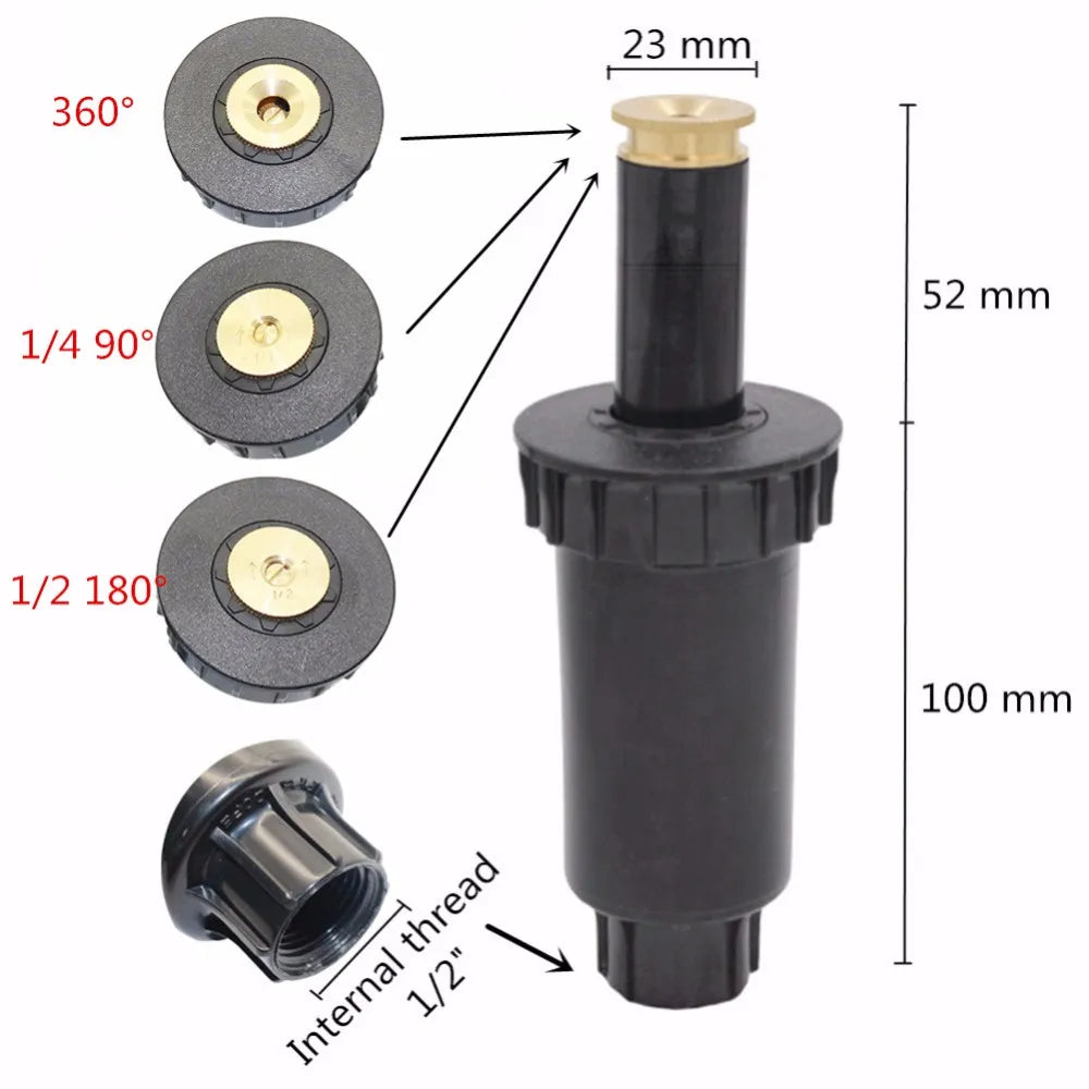 1/2 tums popup-sprinkler 90/180/360 graders automatisk sträckning ren koppar Gräsmatta Nedgrävt huvud Trädgårdsbevattningsbevattningsverktyg