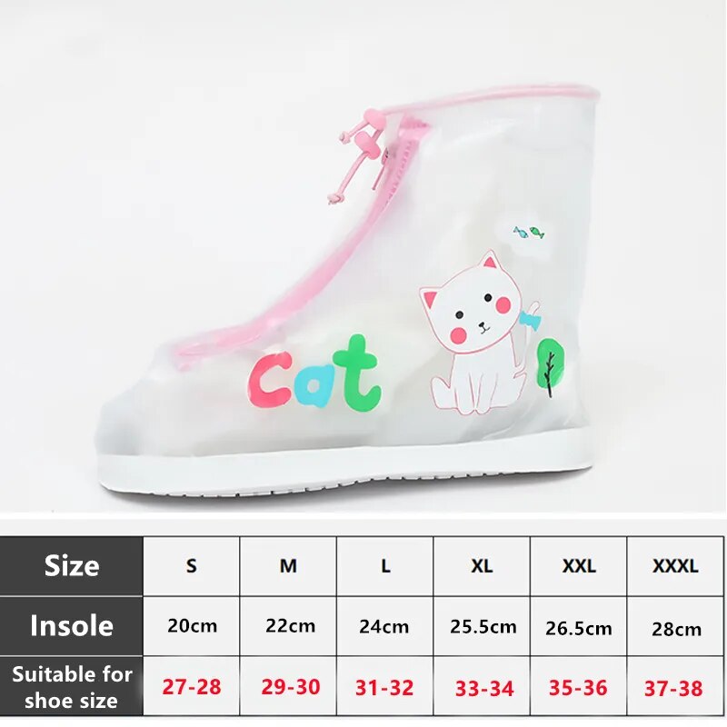 Kids Cartoon Dinosaur Waterproof Shoes Overshoes Galoshes Children Zipper Non-slip Elastic Rain Shoes Cover For Rain Boot