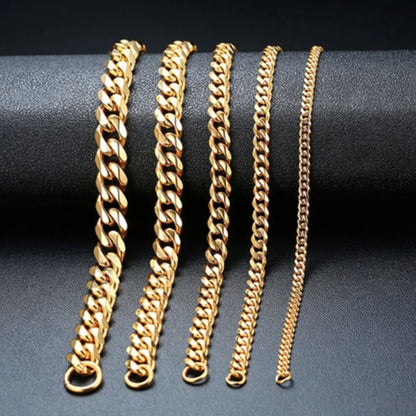 3-11mm Thick Waterproof Chain Bracelet for Men Stainless Steel Cuban Chain Wristband Classic Punk Heavy Men's Jewelry