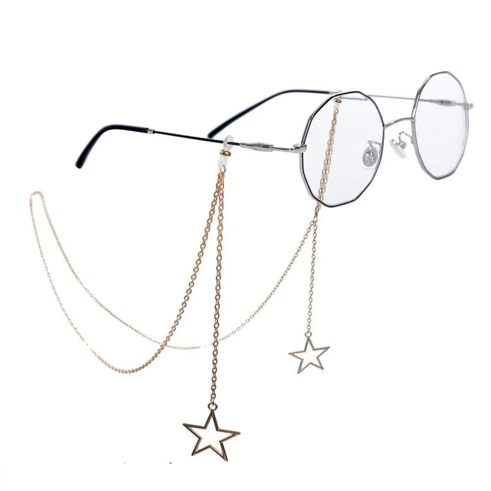 New Fashion Women Eyeglass Chain Hollow Star Pearl Beaded Sunglasses Reading Glasses Lanyard Eyewear Holder Neck Strap Rope