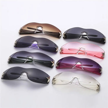 Fashion Punk Y2K Sunglasses for Women Men Trendy Wrap Around Sun Glasses Shades Star Decoration Eyewear UV400 Goggles