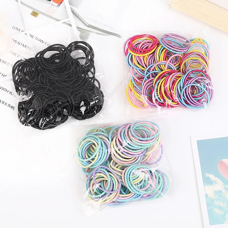 100st/lot 3CM Håraccessoarer Flickor Gummiband Scrunchy Elastiska Hårband barn baby Pannband dekorationer slipsar Gummi för hår