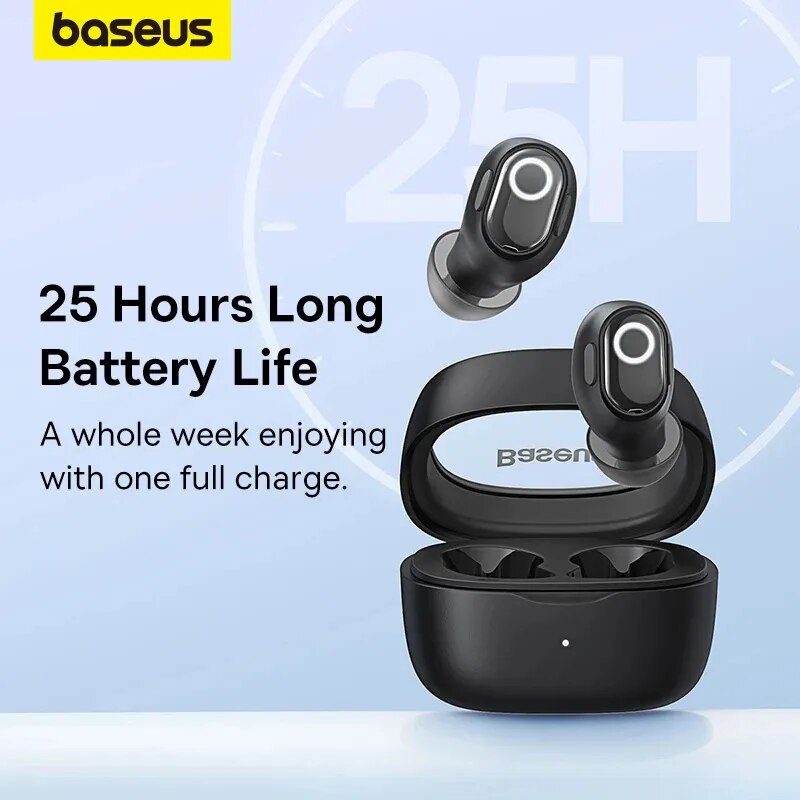 Baseus WM02 trådlösa hörlurar TWS Bluetooth 5.3 hörlurar, mini och kompakt Bekvämt att bära, 25 timmar lång batteritid