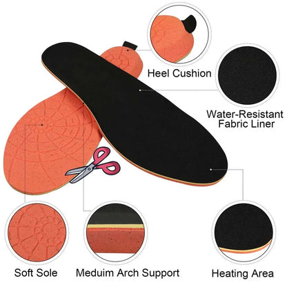 Winter Foot Warmer Insoles USB Electric Rechargeable Heated Shoes Insert Pads with Controller Outdoor Sports Thermal Insoles