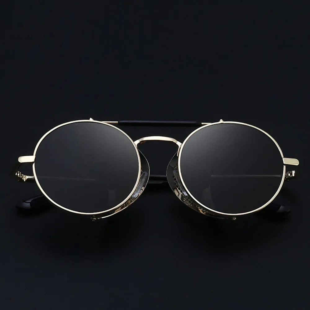 Retro Round Metal Sunglasses Steampunk Men Women Brand Designer Glasses Oculos De Sol Shades UV Protection