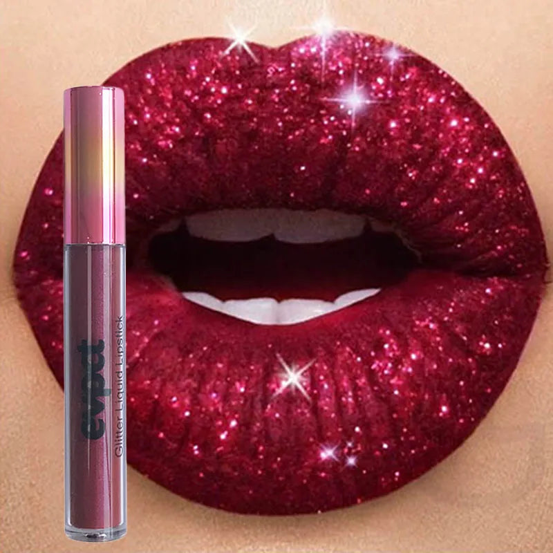 Vattentät Diamond Shimmer Glitter Lip Gloss 18 Färger Matt Glitter Flytande Läppstift Diamond Pearl Color Lip Gloss Sexig Make Up