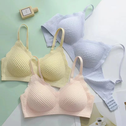 New Top Lace Seamless Women's Underwear Small Chest Gathered Non-slip No Steel Ring Sexy Sling Beautiful Back Bra Thin Section