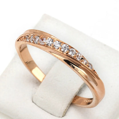 Wedding  Ring For Women Lovers Simple Cubic Zirconia Rose Gold Color Fashion Jewelry