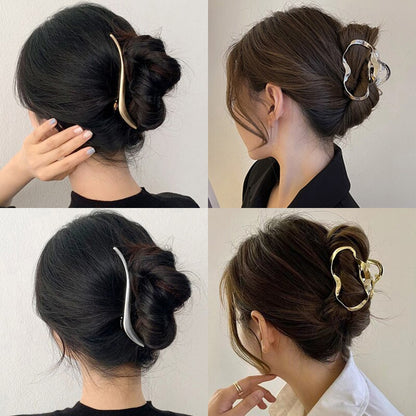 Fashion Elegant Gold Color S-shaped Metal Hairpins Hair Claw For Women Girls Korean Hair Clips Ponytail Clip Hair Accessories