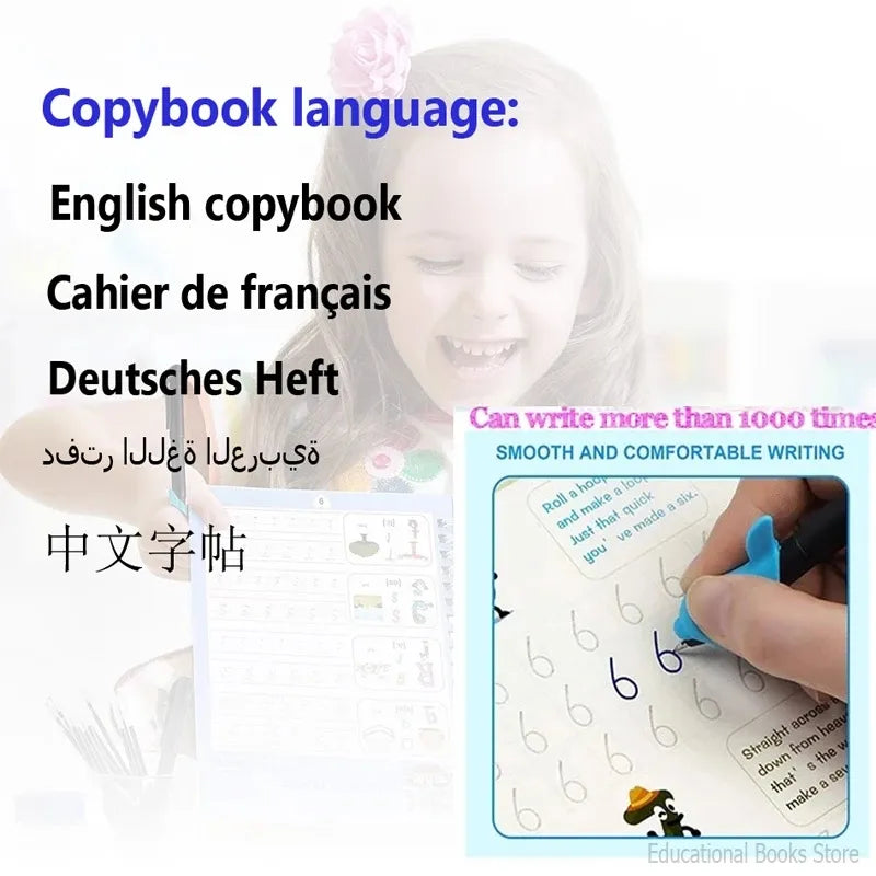 SANK Copybooks Pen Magic Copy Book Free Wiping Children's Kids Writing Sticker Practice Copybook For Calligraphy