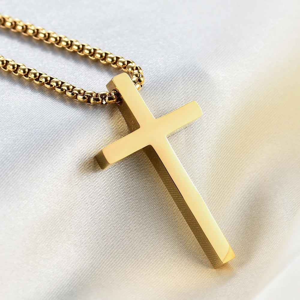 Simple Cross Stainless Steel Men's Necklace Pendant Titanium Steel Necklace Accessories