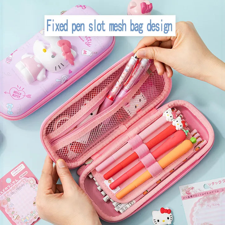 Pennfodral med stor kapacitet Kawaii Hello Kitty Cinnamoroll Melody School Pennor Väska Påse Pennfodral Tillbehör Brevpapper