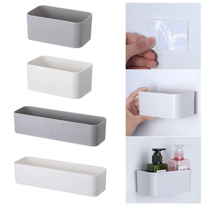 Wall Mounted Cosmetic Storage Box Bathroom Storage Rack Wall Shelf Adhesive Hanger Organizer Remote Control Holder Home Decor