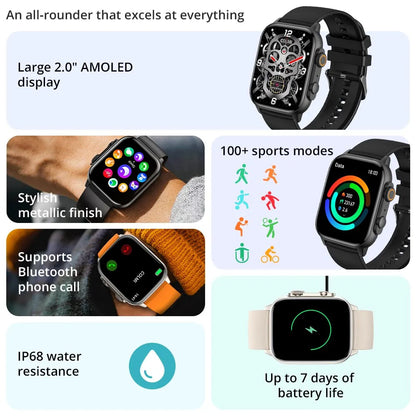 COLMI C81 2.0 Inch AMOLED Smartwatch Support AOD 100 Sports Modes IP68 Waterproof Smart Watch Men Women PK Ultra Series 8