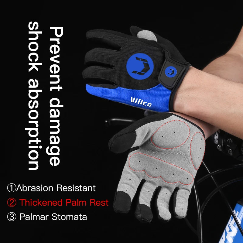 Cycling Anti-slip Full Finger Gloves MTB Bike Gloves Pad Men Breathable Anti-shock Sports Gloves MTB Bike Bicycle Warm Glove Man