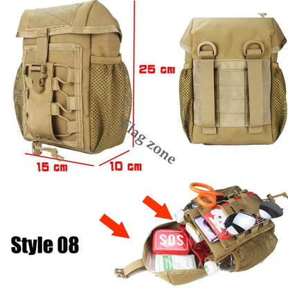 Military EDC Tactical Bag Waist Belt Pack Hunting Vest Emergency Tools Pack Outdoor Medical First Aid Kit Camping Survival Pouch