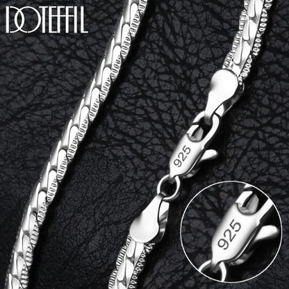 DOTEFFIL 925 argent Sterling 6mm chaîne latérale 16/18/20/22/24 pouces collier pour femme hommes mode mariage fiançailles bijoux cadeau