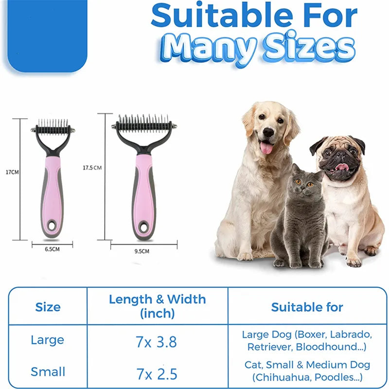 New Hair Removal Comb for Dogs Cat Detangler Fur Trimming Dematting Brush Grooming Tool For matted Long Hair Curly Pet