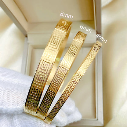 Stainless Steel fashion couple bracelet Classic fashion Maze Print women's jewelry anniversary Gift Multi-size