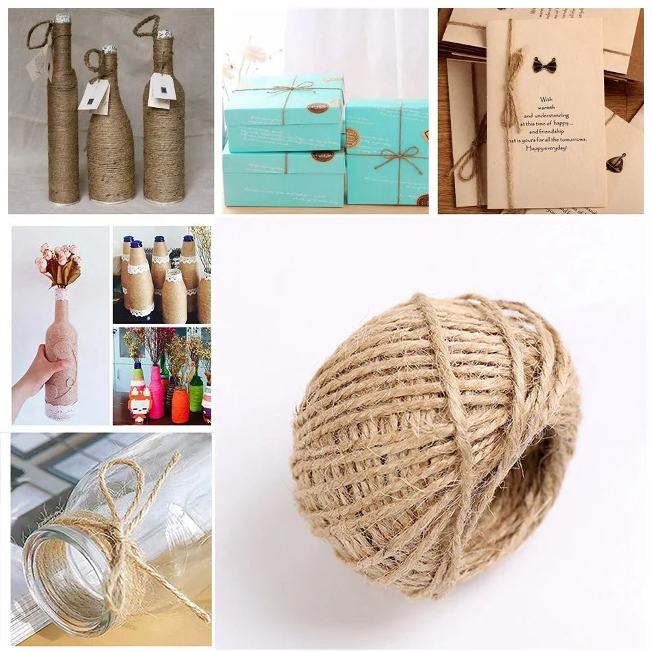 Corde de Jute naturelle de 30 mètres, ficelle de chanvre, décoration de mariage à domicile, ruban en toile de Jute, travail manuel, cadeau de noël, emballage de fête d'anniversaire