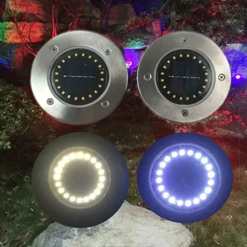 8/20LED Solar Power Disk Light Outdoor Garden Solar Underground Light Deck Light Spotlight Buried Solar Led Lamp Garden Decor