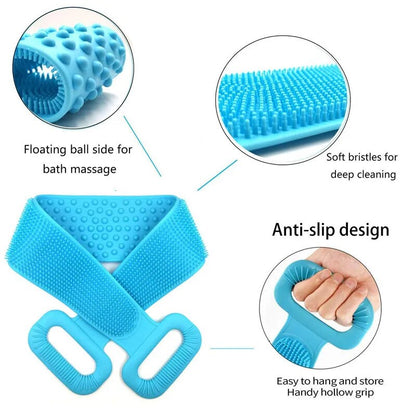 Body Silicone Brush Scrub Body Exfoliating Sponge Brush Bathroom Shower Back Brush Bath Scrub Clean Tool Stain Removal Bath Belt